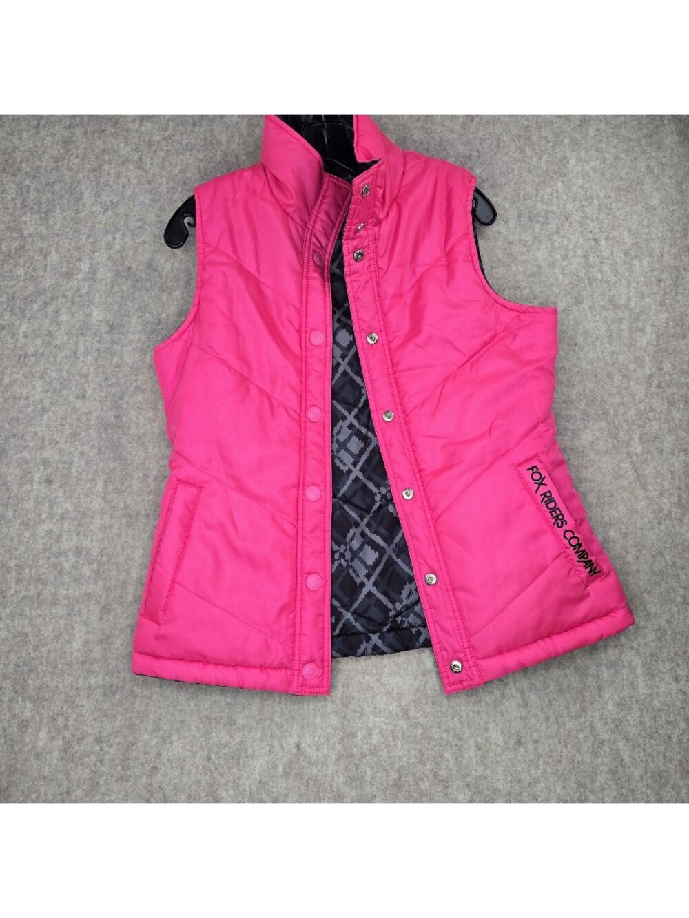 Fox Riders Company Quilted Sleeveless Vest Womens Polyester Patterned Lining